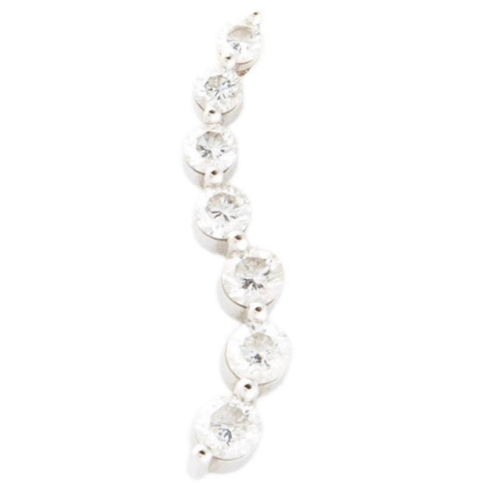 14K White Gold Journey Wave Seven Round Brilliant Cut Diamond Pendant .89-1 CTTW - Picture 9 of 9